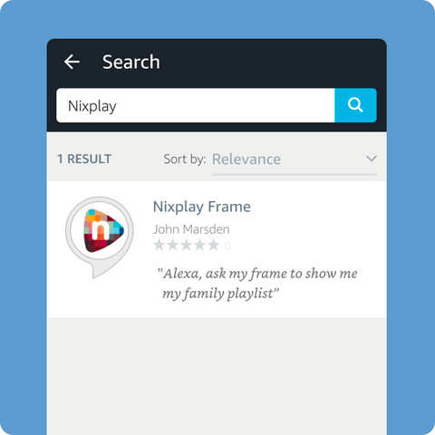 Press 'My Skills' and search for Nixplay