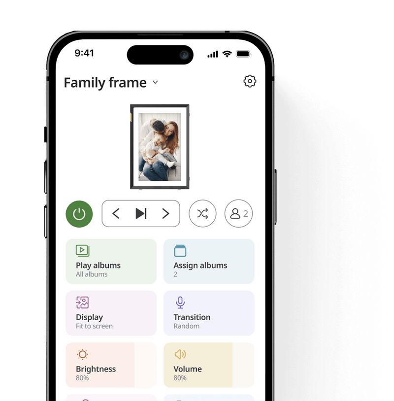 Change your frame settings from the mobile or web app